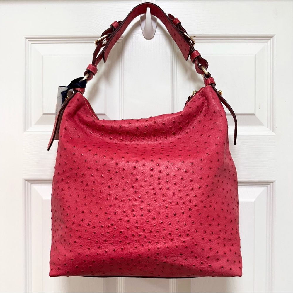 Dooney & Bourke Pocket Sac Ostrich-Embossed Leather Hobo NWT - Picture 5 of 11
